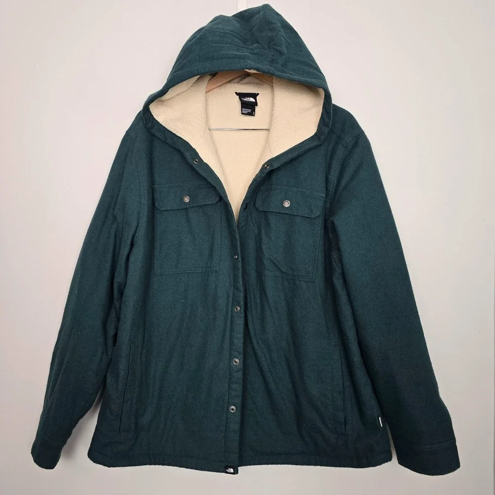 The North Face Men Hooded Campshire Shirt Jacket XL Green Cabincore Cozy Shacket
